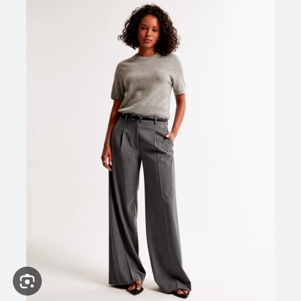 Abercrombie Mid Rise Tailored Wide Leg Pant
